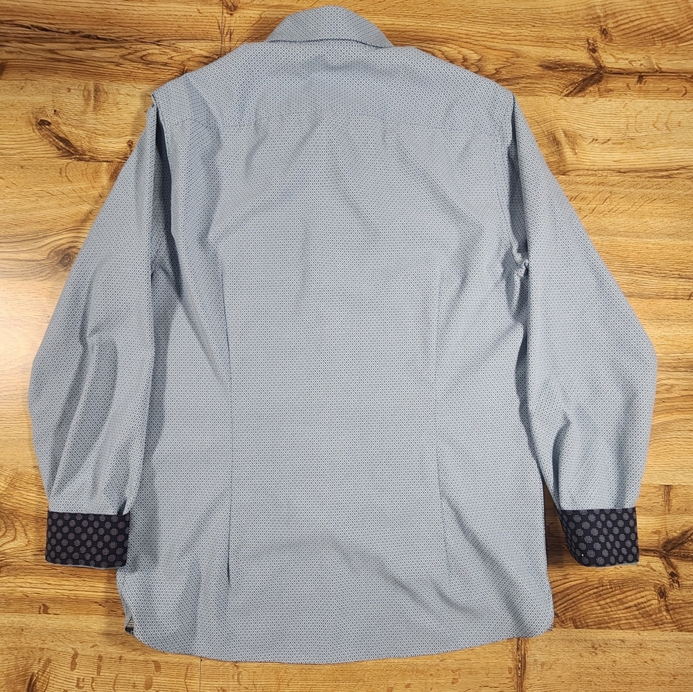 Ted Baker Men's Dense Geo Pattern Blue Casual Shirt, Size L - 4 Long Sleeves - Picture 12 of 15